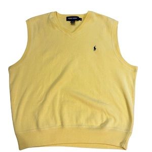 POLO GOLF RALPH LAUREN SWEATER VEST EXCELLENT CONDITION YELLOW LG 100% COTTON